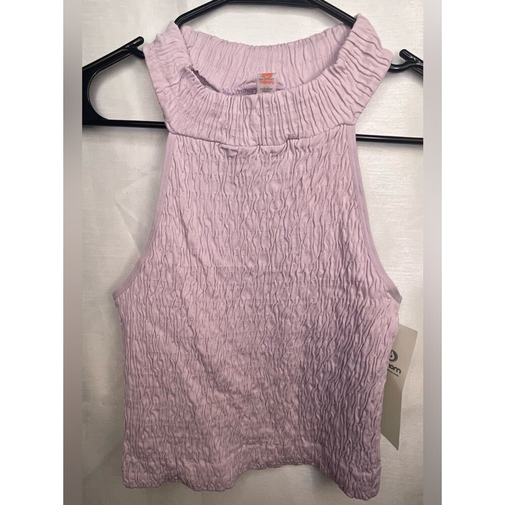 Mono B Women's Smocked High Neck Halter Tank Lavender Small-Large NWT